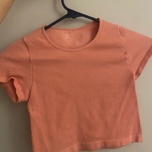 Urban Outfitters Orange Ribbed Crop T-Shirt